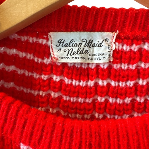 Share  Vintage Italian Maid Nelda Original 100% Orlon Acrylic Sweater Red S - Picture 2 of 3